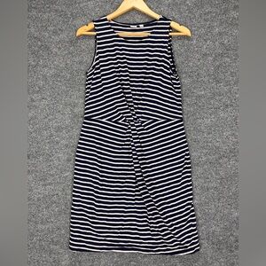 Gap Women’s Sleeveless Cotton Dress Medium Striped Navy White Round Neck Short